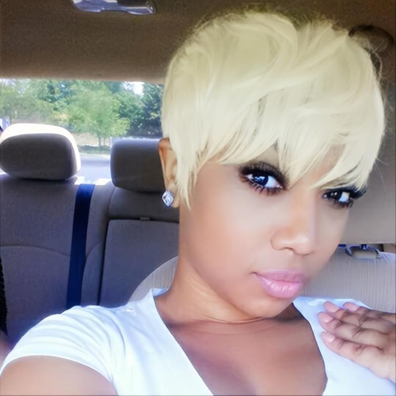 Synthetic Pixie Wig Women Short Straight Hair 613 Pixie Cut