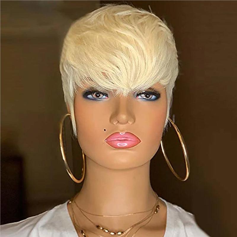 Synthetic Pixie Wig Women Short Straight Hair 613 Pixie Cut