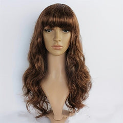 Long Wavy Brown Synthetic Wig for Halloween Cosplay Party