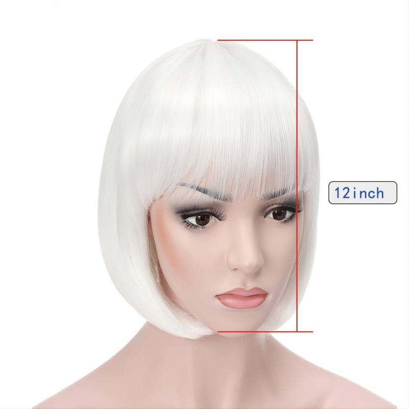 Platinum Blonde Cosplay Party Wig with Bangs