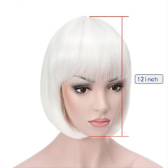 Platinum Blonde Cosplay Party Wig with Bangs