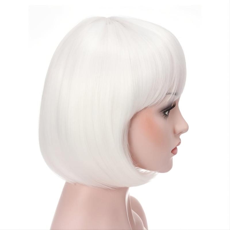 Platinum Blonde Cosplay Party Wig with Bangs