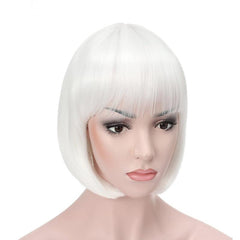 Platinum Blonde Cosplay Party Wig with Bangs