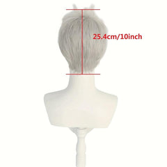 Short Gray Fauxhawk Wig for Cosplay & Halloween + Wig Cap