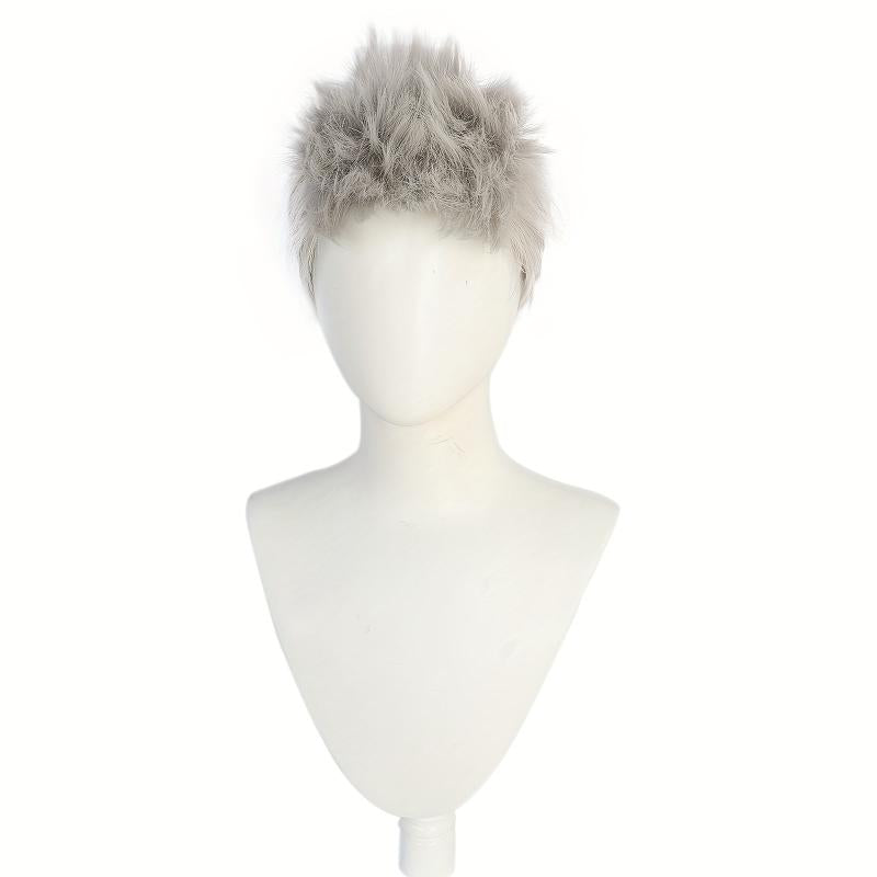 Short Gray Fauxhawk Wig for Cosplay & Halloween + Wig Cap