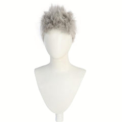 Short Gray Fauxhawk Wig for Cosplay & Halloween + Wig Cap