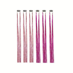 6Pce 20inch Tinsel Hair Extensions Invisible Clip Fairy Hair Glitter Highlights