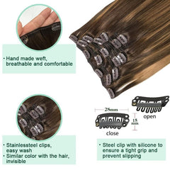 Natural Curly Clip in Hair Extensions Soft Real Human Hair 1PC