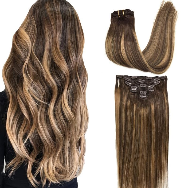 Natural Curly Clip in Hair Extensions Soft Real Human Hair 1PC
