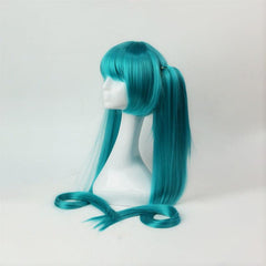 Green Cosplay Wig with 2 Ponytails - Beginner Friendly Synthetic Hair Wig