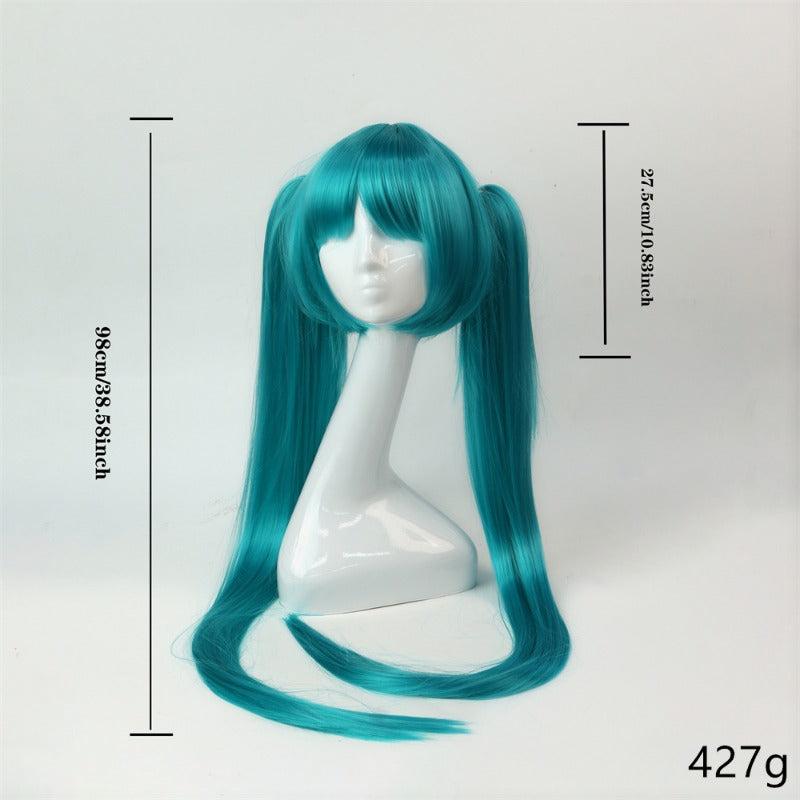 Green Cosplay Wig with 2 Ponytails - Beginner Friendly Synthetic Hair Wig