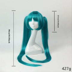 Green Cosplay Wig with 2 Ponytails - Beginner Friendly Synthetic Hair Wig
