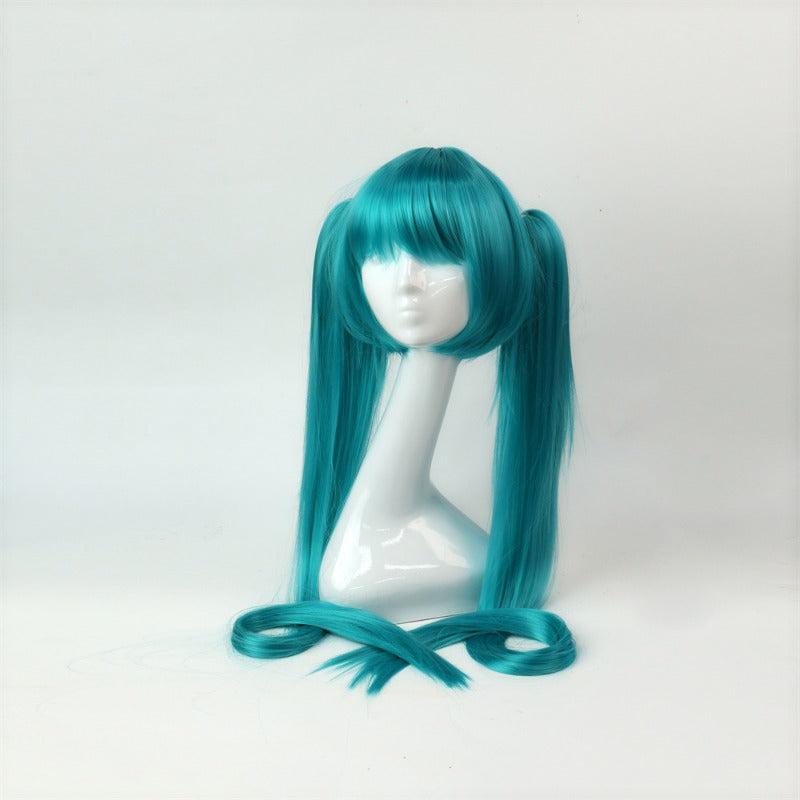 Green Cosplay Wig with 2 Ponytails - Beginner Friendly Synthetic Hair Wig