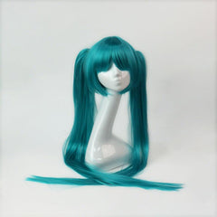 Green Cosplay Wig with 2 Ponytails - Beginner Friendly Synthetic Hair Wig
