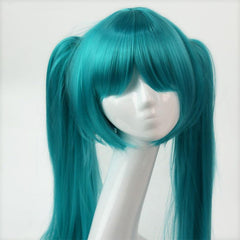 Green Cosplay Wig with 2 Ponytails - Beginner Friendly Synthetic Hair Wig