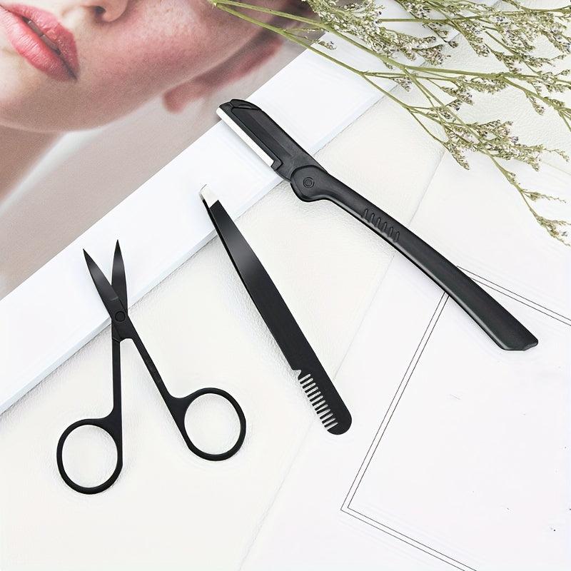 Eyebrow Shaping Tools Set Stainless Steel Brow Grooming Kit for Women and Men