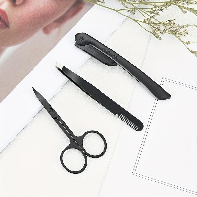 Eyebrow Shaping Tools Set Stainless Steel Brow Grooming Kit for Women and Men