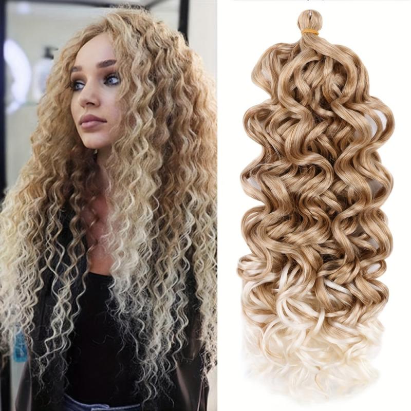 Ombre Long Curly Hair Synthetic Crochet Hair Extensions Natural Looking