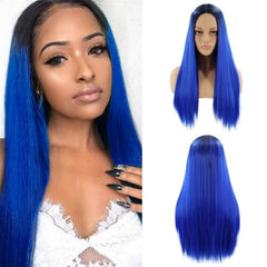 Gradient Linen 26 Inch Long Straight Synthetic Wig For Women
