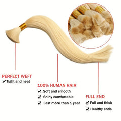 613 Blonde Straight Human Hair Bulk For Braiding 16-24inch