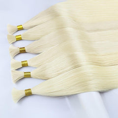 613 Blonde Straight Human Hair Bulk For Braiding 16-24inch