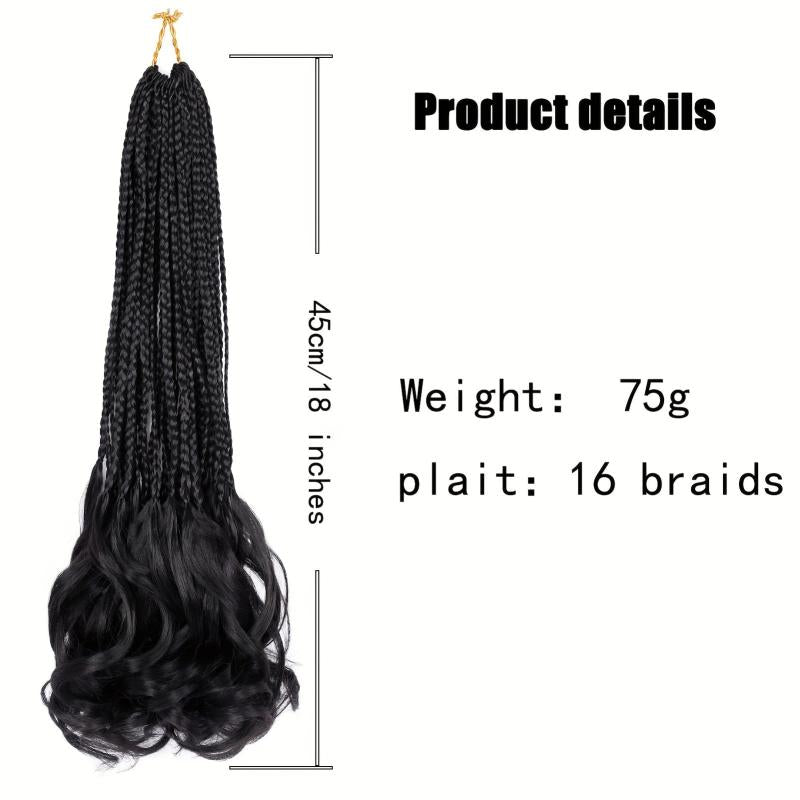 Curly Wavy End Crochet Braid Hair Extensions Box Braided Tape Synthetic Hair Wig