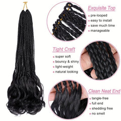Curly Wavy End Crochet Braid Hair Extensions Box Braided Tape Synthetic Hair Wig