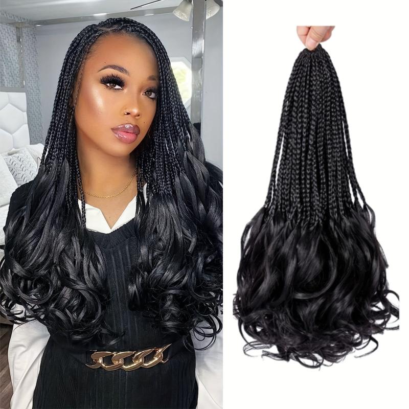Curly Wavy End Crochet Braid Hair Extensions Box Braided Tape Synthetic Hair Wig