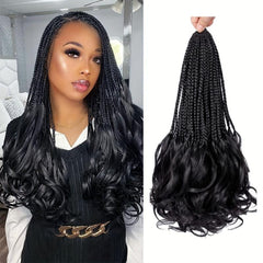 Curly Wavy End Crochet Braid Hair Extensions Box Braided Tape Synthetic Hair Wig