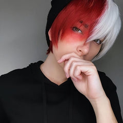 Short Red Cosplay Wig Half Wig For Men Halloween Party