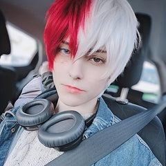Short Red Cosplay Wig Half Wig For Men Halloween Party