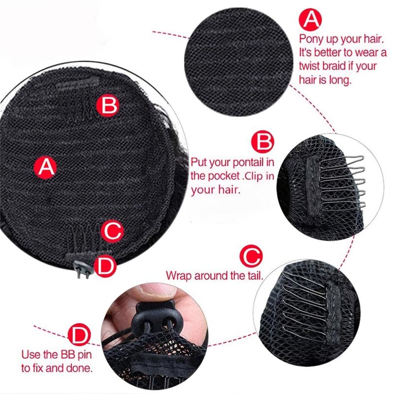 Kinky Curly Human Hair Ponytail Extensions Clip In Drawstring