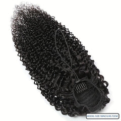 Kinky Curly Human Hair Ponytail Extensions Clip In Drawstring