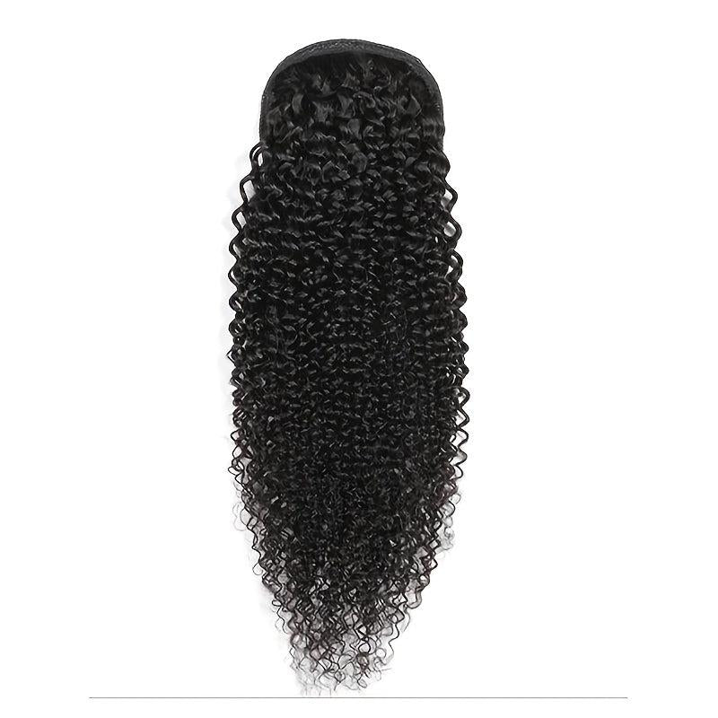 Kinky Curly Human Hair Ponytail Extensions Clip In Drawstring