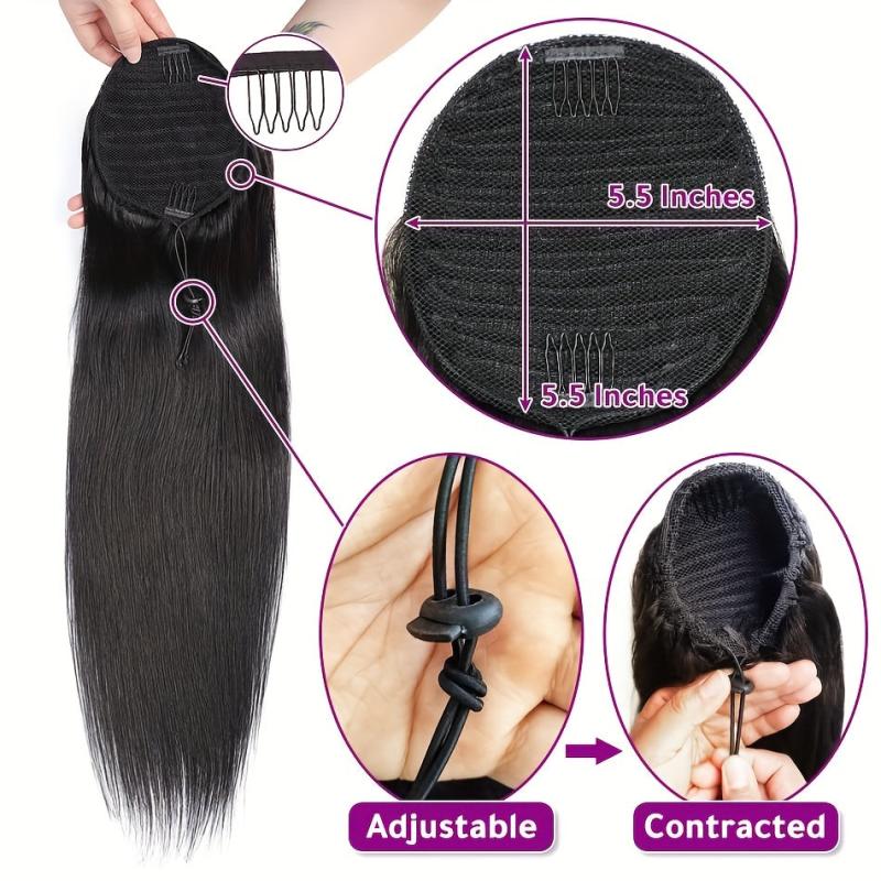 100g Human Hair Ponytail Extensions 16-26 Clip In 1 Piece