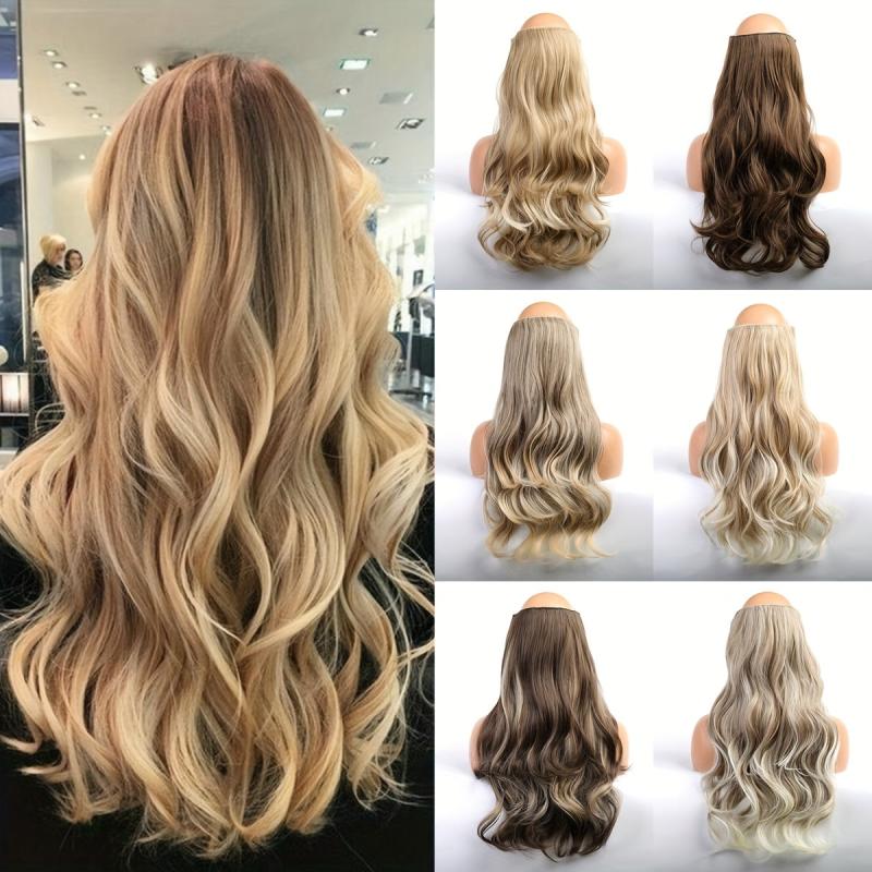 Long Wavy Hair Pieces Synthetic Fishing Line Extensions
