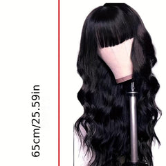 Long Curly Wavy Wig Body Wave Wig With Bangs Synthetic Wig