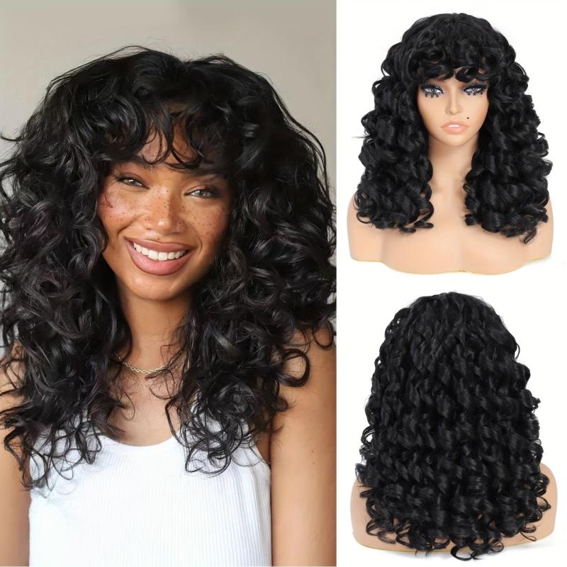 Long Curly Wavy Hair Wigs For Women 50 cm Synthetic Hair Replacement Wigs