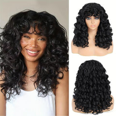 Long Curly Wavy Hair Wigs For Women 50 cm Synthetic Hair Replacement Wigs
