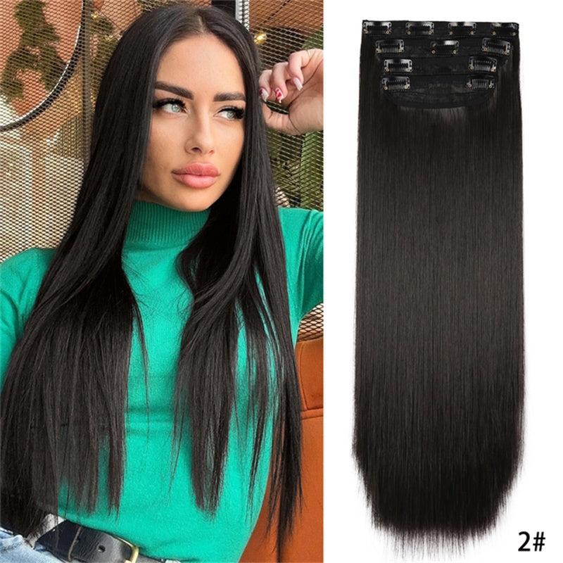 4pcs Ombre Blonde Clip In Hair Extensions Heat Resistant Hair For Women