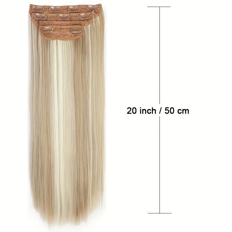 4pcs Ombre Blonde Clip In Hair Extensions Heat Resistant Hair For Women