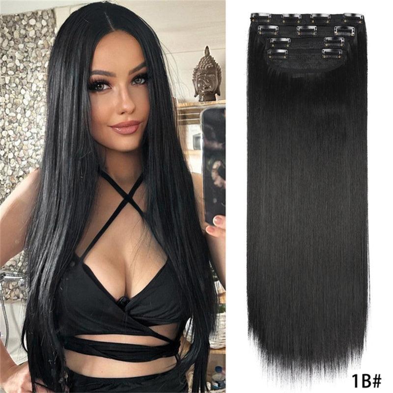 4pcs Ombre Blonde Clip In Hair Extensions Heat Resistant Hair For Women
