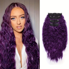4pcs 50.8cm Corn Wave Hair Clips Synthetic Extensions Curly Hair 11Clips