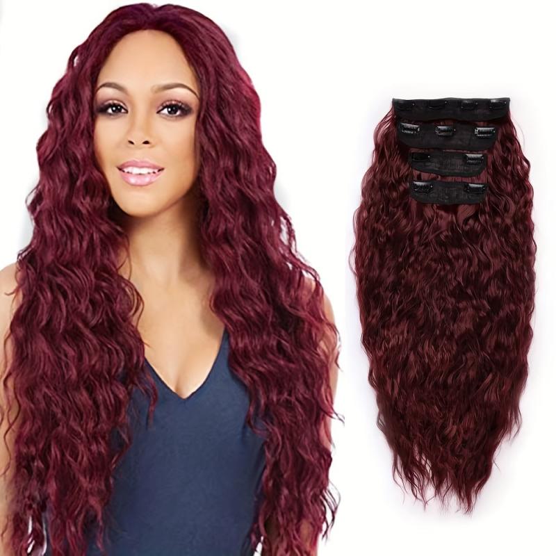 4pcs 50.8cm Corn Wave Hair Clips Synthetic Extensions Curly Hair 11Clips
