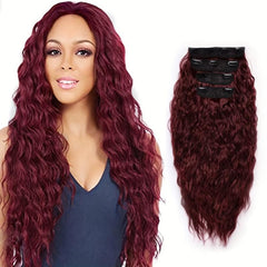 4pcs 50.8cm Corn Wave Hair Clips Synthetic Extensions Curly Hair 11Clips