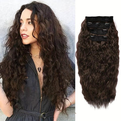 4pcs 50.8cm Corn Wave Hair Clips Synthetic Extensions Curly Hair 11Clips
