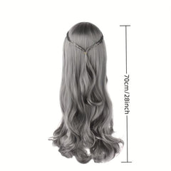 28 Inch Long Curly Wavy Hair Cosplay Wig for Halloween Party
