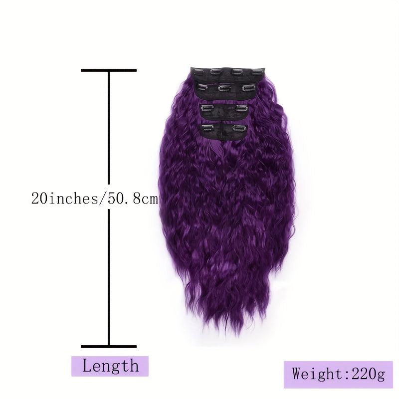 Long Wavy Curl Synthetic Clip In Hair Extensions for Daily Use