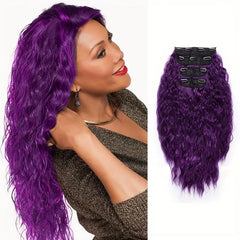 Long Wavy Curl Synthetic Clip In Hair Extensions for Daily Use