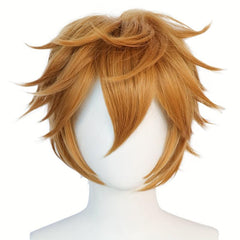 Short Red Blonde Straight Wig With Bangs Anime Cosplay Wig